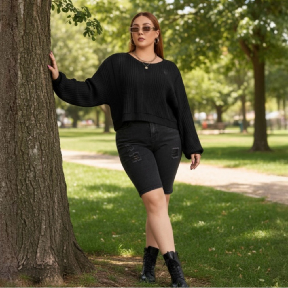 RIBBED LONG SLEEVE OVERSIZED PULLOVER - Picture 2 of 6